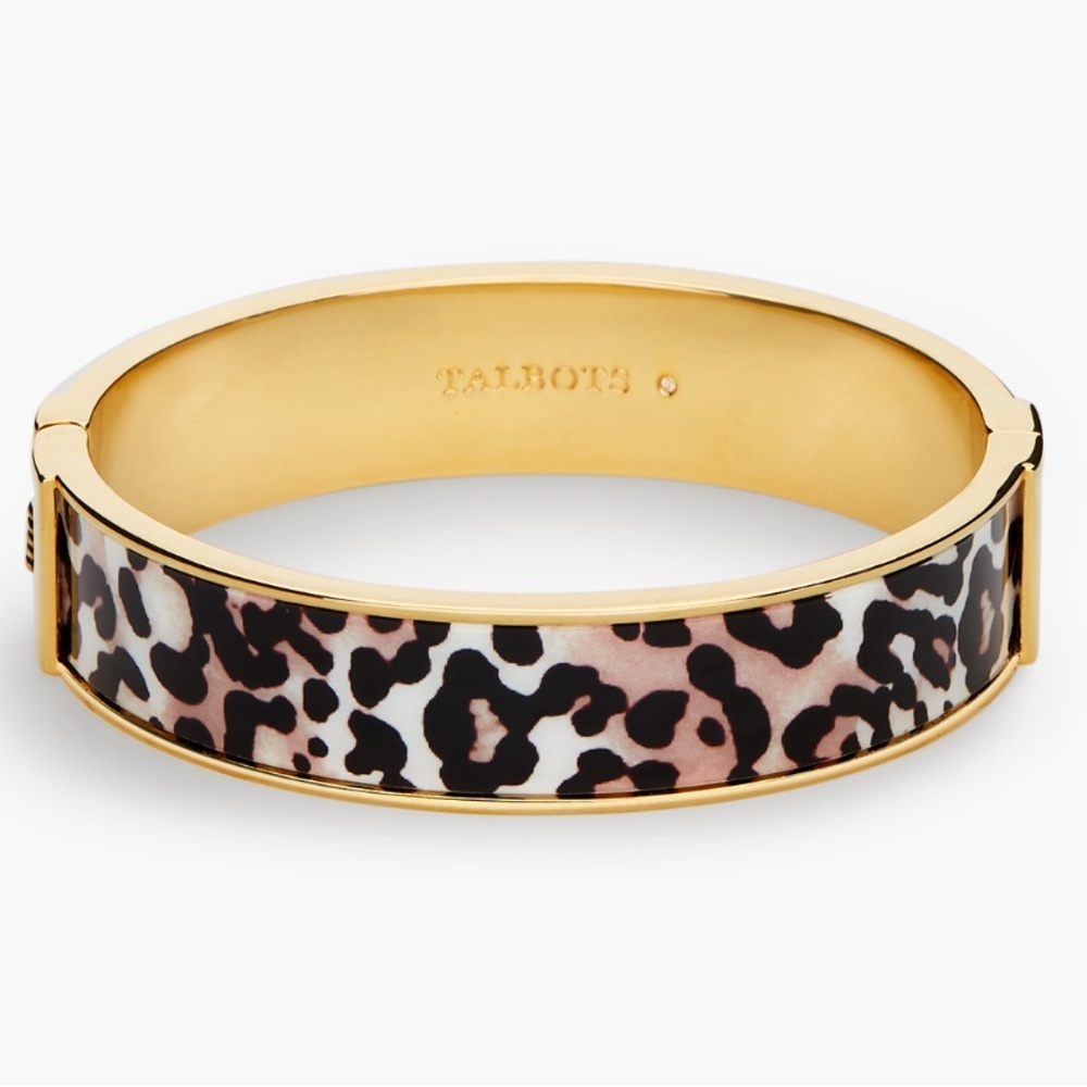 🚫SOLD OUT🚫Talbots Leopard Print Enamel Hinged Bangle Goldtone Bracelet - Picture 8 of 8